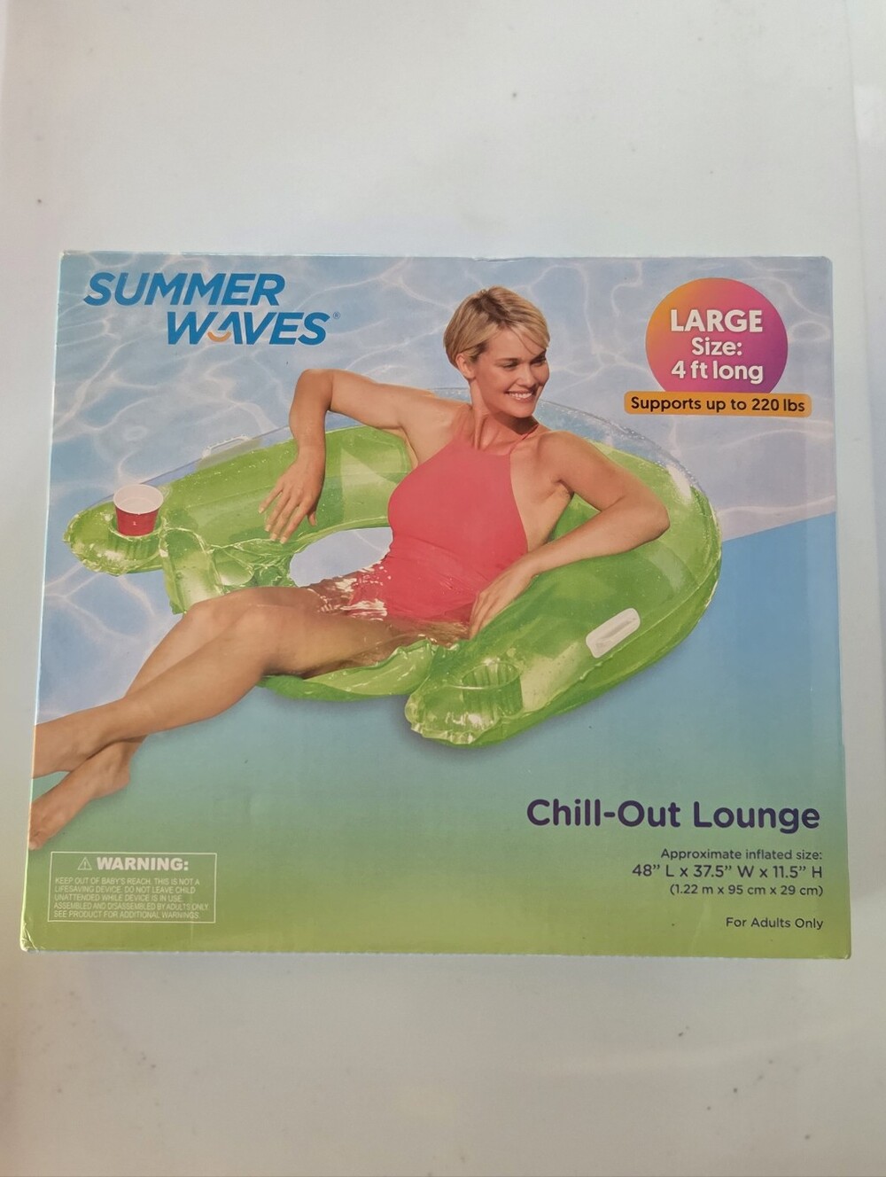 Summer Waves Chill-Out Lounge Inflatable Pool Float - Green